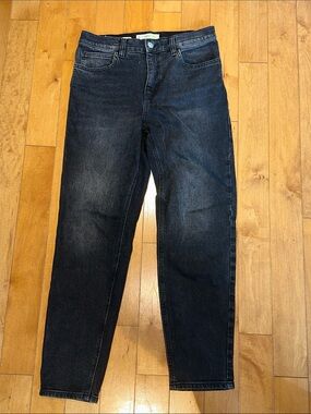 Mango New Mom Dark Wash Black Jeans - Classic Straight Fit